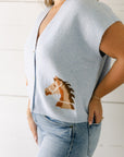 The Della Cropped Western Cardigan in Blue