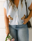 The Della Cropped Western Cardigan in Blue