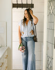 The Della Cropped Western Cardigan in Blue