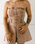 The Millie Romper in Tan