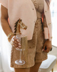 The Della Cropped Western Cardigan in Pink