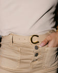 The Lettie Leather Belt in Beige