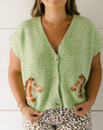 The Della Cropped Western Cardigan in Green