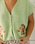 The Della Cropped Western Cardigan in Green