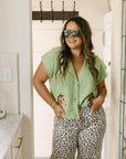 The Della Cropped Western Cardigan in Green