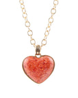 Orange Sponge Coral Golden Heart Pendant Necklace