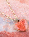 Orange Sponge Coral Golden Heart Pendant Necklace