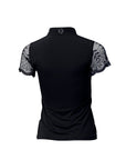 Charlie Short Sleeve Lace Riding Shirt - Black