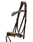 The Catalonia Metallic Bronze Leather Snaffle Bridle with Removable Flash