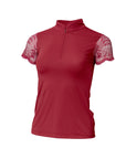 Charlie Short Sleeve Lace Riding Shirt - Cherry Red