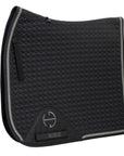European Cotton Dressage Saddle Pad - Black with Crystal & Gunmetal Trim