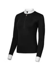Heidi - Long Sleeve Riding Top with Crystal Fabric Trim