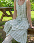 MASON'S DAUGHTER Andrea Top, Green/Ivory Shantung Gingham