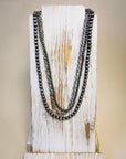 Blaze Navajo Style Pearl Layered Fashion Necklace - Natural