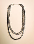 Blaze Navajo Style Pearl Layered Fashion Necklace - Natural