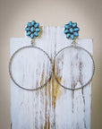 Poppy Stud Dangle Hoop Fashion Earrings