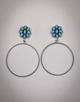 Poppy Stud Dangle Hoop Fashion Earrings