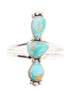 Linear Triple Stone Blue Turquoise and Sterling Silver Ring