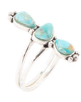 Linear Triple Stone Blue Turquoise and Sterling Silver Ring