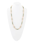 Green Jade and Pink Sunstone Golden Necklace