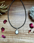 Teardrop Pendant - sterling silver with white buffalo