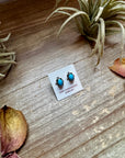 Zuni Mini Stud Earrings – Kingman Turquoise & Sterling Silver