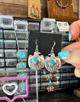 Eagle Bird Dangle Earrings with Kingman Turquoise