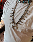 Squash Blossom–Style Necklace – Sterling Silver – 10mm Beads – 30"