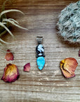 2 stone Pendant - Golden Hill turquoise, White Buffalo & Sterling Silver - option 2