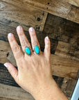 Ring size 7 & 8.5- long kingman turquoise and sterling silver