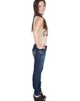 Jeans W/clear Stones On Pockets - E162