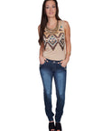 Jeans W/clear Stones On Pockets - E162