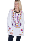Floral Emb. Blouse W/bell Sleeves - E190