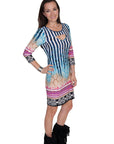 Border Print Peek A Boo Dress - E192