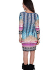 Border Print Peek A Boo Dress - E192