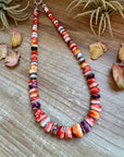 BE BOLD - 22-Inch Spiny Oyster & Wampum Statement Necklace with Sterling Silver Pearls