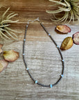 15" White Opal Necklace with Sterling Silver Pearls