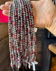 18-Inch Sterling Silver Pearl Necklace with Deep Purple Spiny Oyster – (5mm)