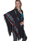 Embroidered Wrap W/fringe - E239