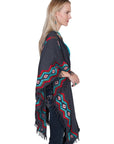 Embroidered Wrap W/fringe - E239