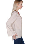 V-neck Blouse W/fringe & Bellsleeves - E250