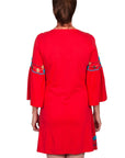 Emb. Tulip Seeve Dress W/neck Tie - E287