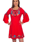 Emb. Tulip Seeve Dress W/neck Tie - E287