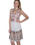 V-neck Dress W/emb Bodice/hemline - E293