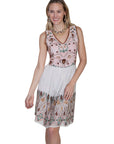 V-neck Dress W/emb Bodice/hemline - E293