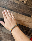 8 mm Sterling Silver Pearls bracelet with bumblebee jasper beads