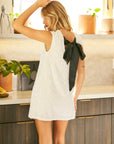 White Bow Sequin Dress