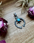 Naja Pendant with Golden Hill Turquoise – Sterling Silver – Native Made by KB – Fits 8mm