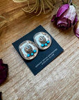 Cowboy Hat Stud Earrings with Kingman Turquoise – Sterling Silver – Native Made by Bobby Platero