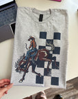 Checkered Cowboy TEE or CREWNECK